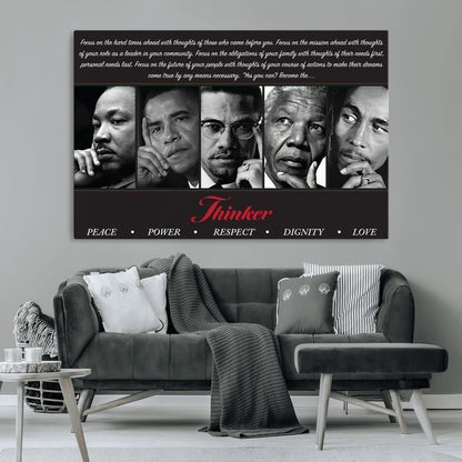 45112-MGV-CV-36X24-Black Icons Wall Art Canvas Print, Framed Thinker Art Picture Print, Motivational Quote Perfect Cultural Modern Decor Artwork