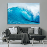 15566-MGV-CV-36X24-Ocean Wave Wall Art Canvas Print, Framed Curling Wave Art Picture Print, Vibrant Surf Wave Perfect Coastal Surf Decor Artwork