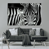 43631-MGV-CV-36X24-Zebra Wall Art – Black & White Safari Wildlife Canvas Print, Modern Animal Photography Decor for Living Room, Office, or Bedroom