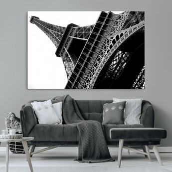 89033-MGV-CV-36X24-Eiffel Tower Wall Art – Dramatic Black and White Architectural Canvas Print, Modern Paris Decor for Office, Living Room or