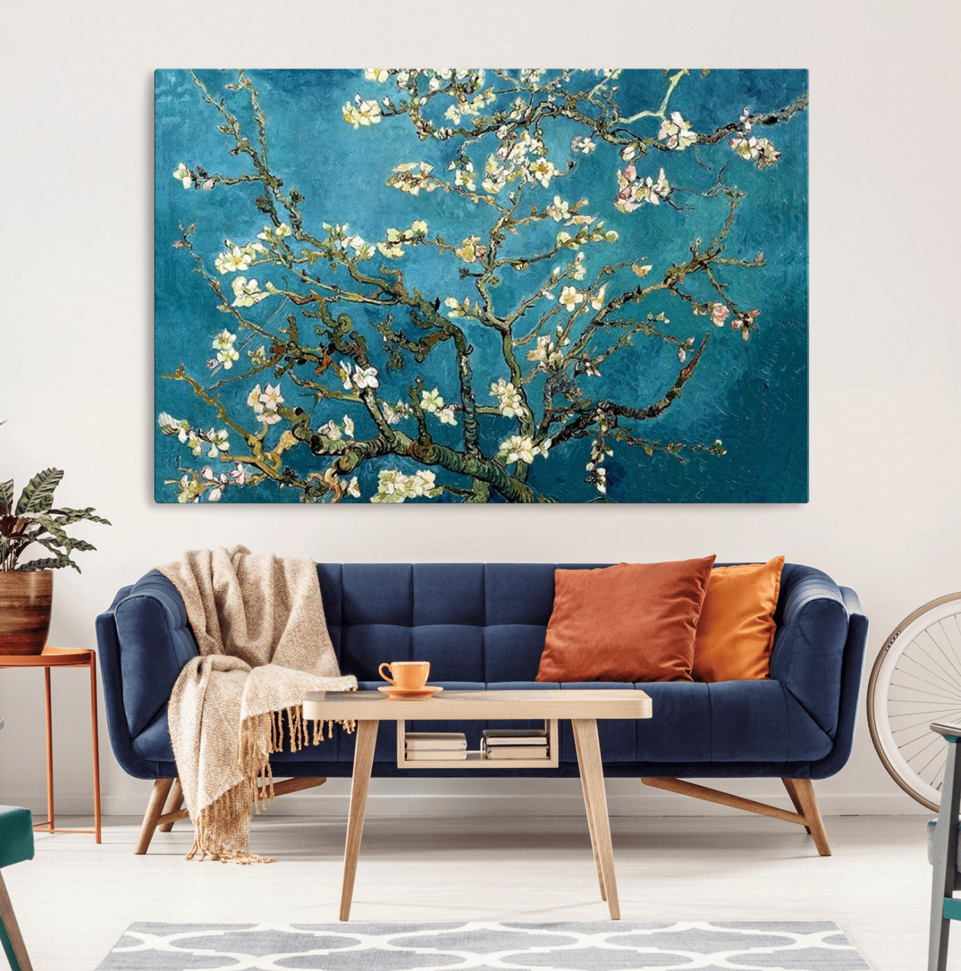 91714-MGV-CV-36X24-Almond Blossoms Wall Art – Handcrafted Van Gogh Inspired Floral Canvas Print, Beautiful Nature Decor for Living Room, Bedroom, or