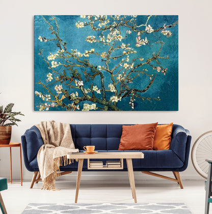 91714-MGV-CV-36X24-Almond Blossoms Wall Art – Handcrafted Van Gogh Inspired Floral Canvas Print, Beautiful Nature Decor for Living Room, Bedroom, or