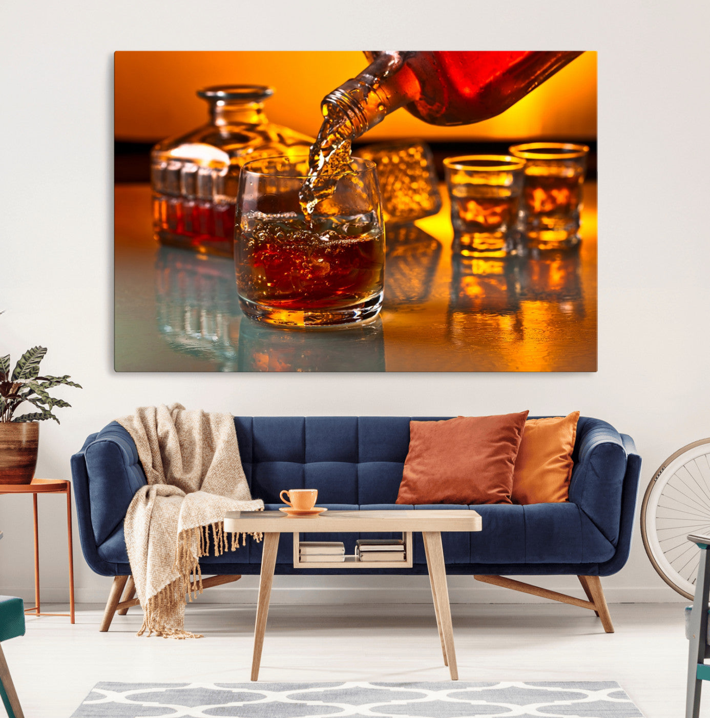 18250-MGV-CV-36X24-Whiskey Pour Wall Art – Captivating Whiskey Splash Canvas Print, Elegant Bar or Home Lounge Decor for Office, Man Cave or Living