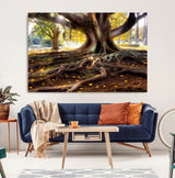 53335-MGV-CV-36X24-Majestic Tree with Sprawling Roots Wall Art – Serene Sunlit Park Scene, Nature Canvas Print, Perfect for Living Room, Office or