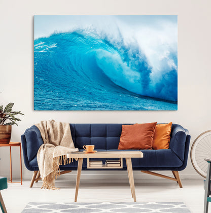 13117-MGV-CV-36X24-Ocean Wave Wall Art – Dynamic Blue Surf Canvas Print, Coastal Beach Decor for Living Room, Bathroom, Office, or Beach House