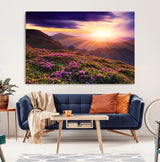 49741-MGV-CV-36X24-Mountain Sunrise Wall Art – Vibrant Floral Landscape Canvas Print, Nature Home Decor for Living Room, Bedroom Office or Cabin