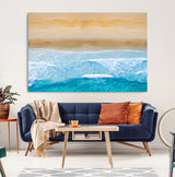 43046-MGV-CV-36X24-Aerial Beach Wall Art – Serene Ocean Waves & Sandy Shore Canvas Print, Coastal Home Decor for Living Room, Bedroom or Office