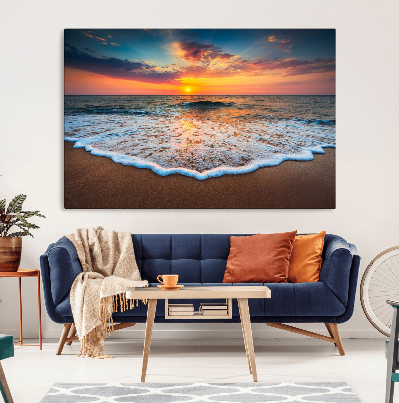 87032-MGV-CV-36X24-Ocean Sunset Wall Art – Stunning Beach Canvas Print with Vibrant Sky, Calm Waves, and Golden Horizon, Perfect Coastal Decor for