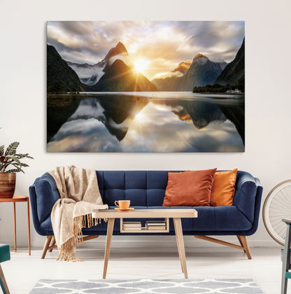 78842-MGV-CV-36X24-Sunrise Mountain Reflection Wall Art – Stunning Nature Landscape Canvas Print for Home, Office, Living Room or Relaxing Space