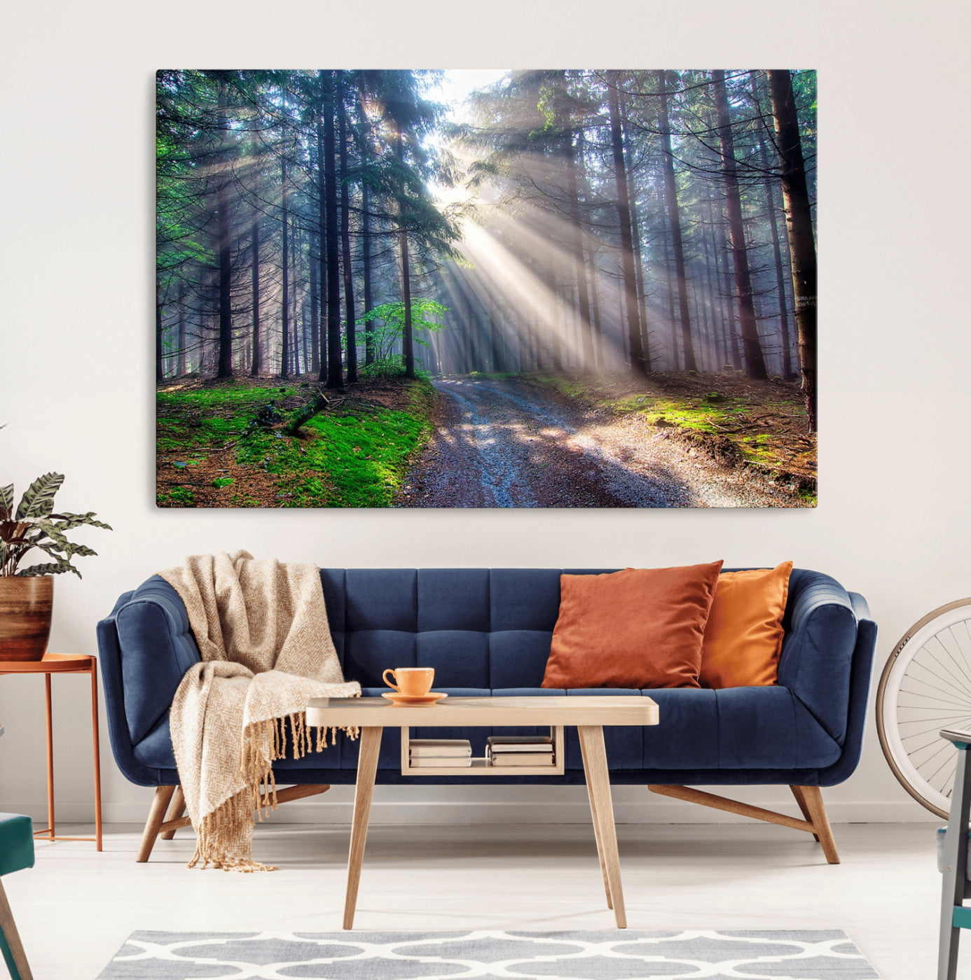 42047-MGV-CV-36X24-Sunlit Forest Path Wall Art – Nature Canvas Print, Serene Woodland Landscape, Perfect Home & Office Decor for Calm and Tranquil