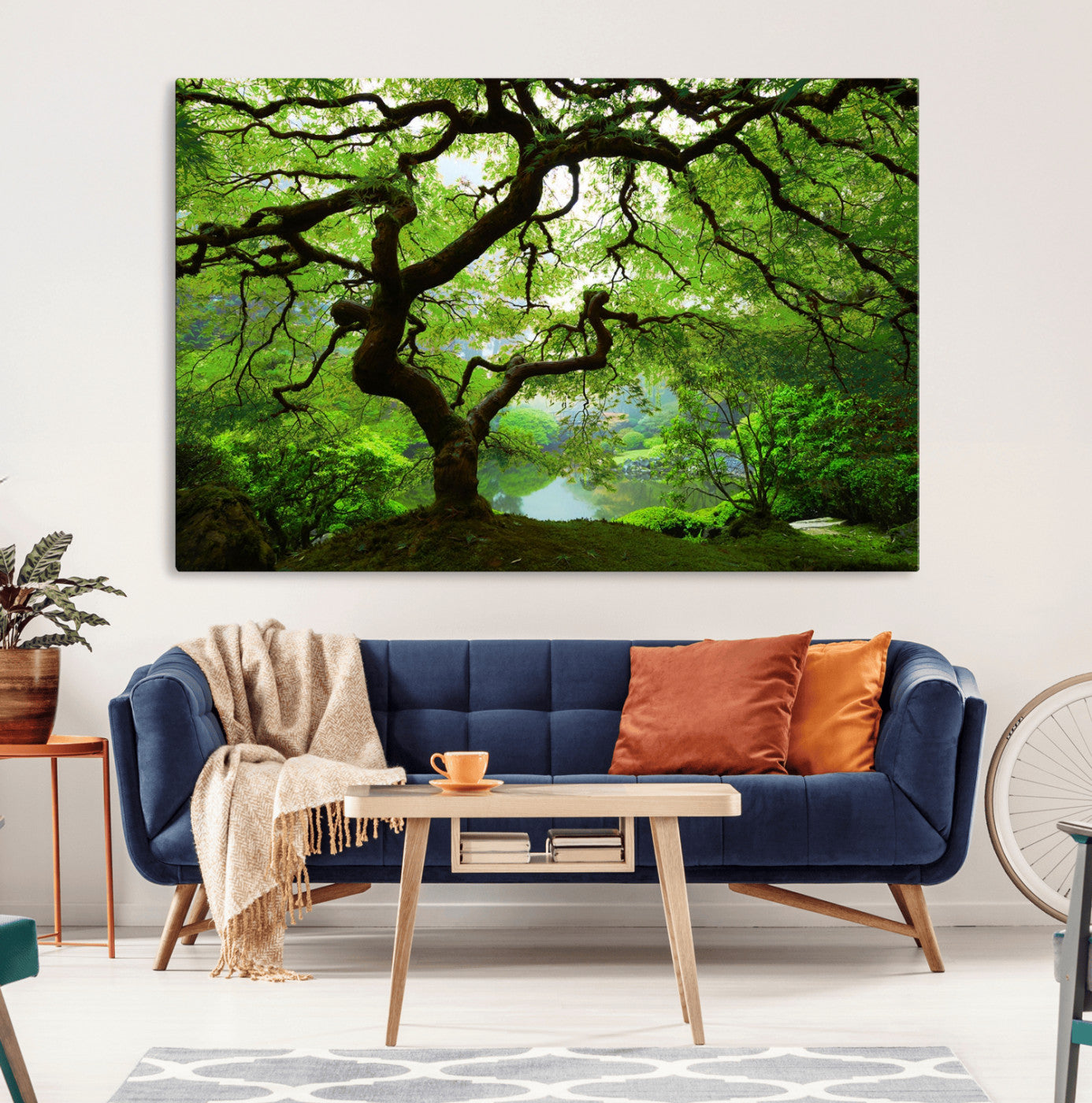 18094-MGV-CV-36X24-Emerald Canopy Wall Art – Panoramic Lush Green Tree Canvas Print, Serene Nature Decor for Office, Living Room or Meditation Space