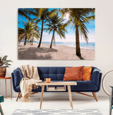 98175-MGV-CV-36X24-Tropical Palm Beach Wall Art – Relaxing Ocean Shore Canvas Print with Palm Trees, Coastal Summer Decor for Living Room, Bedroom or