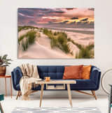 60570-MGV-CV-36X24-Beach Sunset Wall Art – Coastal Sand Dunes and Ocean Horizon Canvas Print, Tranquil Seascape Photography Decor for Living Room or