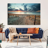 25788-MGV-CV-36X24-Sunset Beach Path Wall Art – Scenic Coastal Dunes and Ocean Canvas Print, Tranquil Seaside Landscape Decor for Living Room or