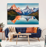 88453-MGV-CV-36X24-Mountain Lake Wall Art – Snow-Capped Peaks Reflected in Alpine Water Canvas Print, Nature Landscape Wall Decor for Living Room or