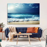 84116-MGV-CV-36X24-Ocean Wave Wall Art – Blue Sea and Beach Canvas Print, Coastal Seascape Photography Artwork for Living Room, Bedroom, or Office