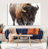 65605-MGV-CV-36X24-Snow Bison Wall Art – Close Up Buffalo Canvas Print, Rustic Western Wildlife Photography, Farmhouse Cabin Lodge Decor for Living