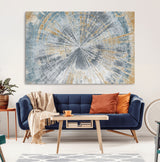 17631-MGV-CV-36X24-Radiant Burst Wall Art – Abstract Sunburst Canvas Print in Blue and Gold, Modern Geometric Painting for Living Room, Office or