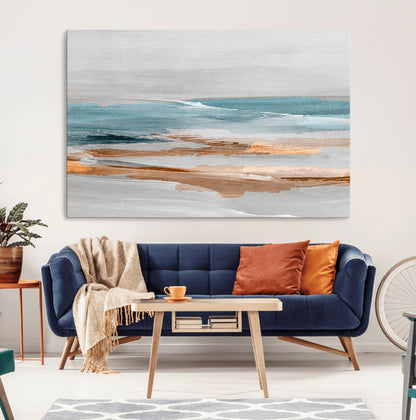 23430-MGV-CV-36X24-Abstract Coastal Wall Art – Modern Ocean Horizon Canvas Print, Minimalist Beach Scene Painting for Bedroom, Living Room, Office or