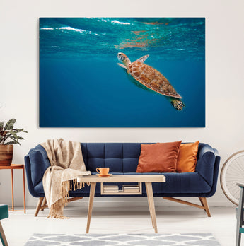 91440-MGV-CV-36X24-Sea Turtle Wall Art – Ocean Turtle Canvas Print, Underwater Marine Life Decor for Living Room, Office, Beach House or Bathroom