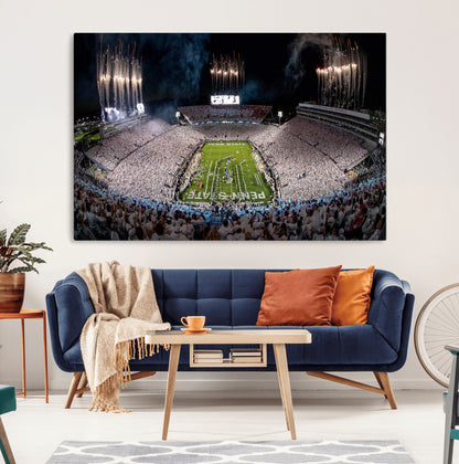 11391-MGV-CV-36X24-Penn State Stadium Wall Art – Panoramic White Out Football Game Canvas Print, College Sports Decor for Office, Man Cave, or Living