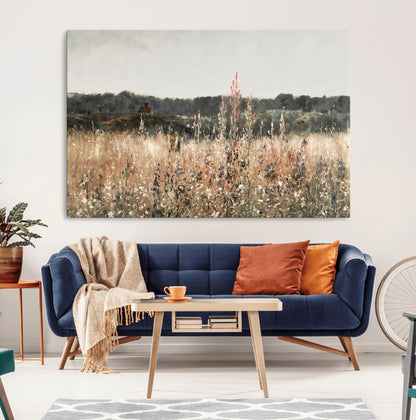 46308-MGV-CV-36X24-Wildflower Field Wall Art – Rustic Meadow Landscape Canvas Print, Country Nature Decor for Living Room, Bedroom or Farmhouse