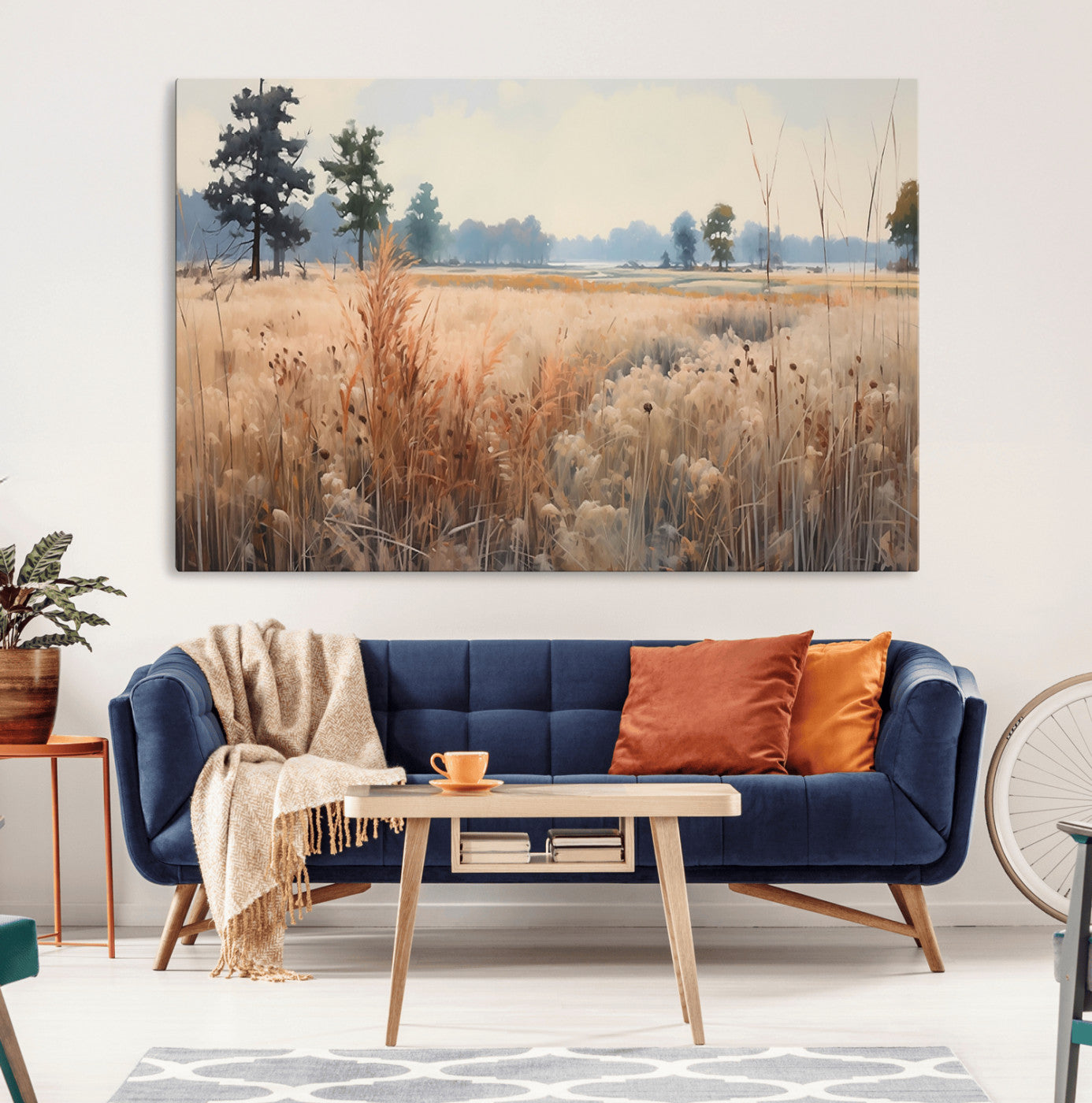 98822-MGV-CV-36X24-Autumn Meadow Wall Art – Tranquil Grassland Landscape Canvas Print, Rustic Country Decor for Living Room, Bedroom or Farmhouse
