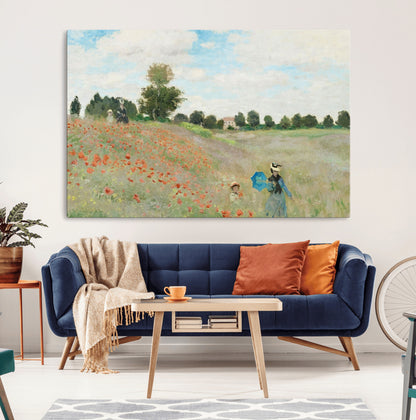 74890-MGV-CV-36X24-Monet Poppy Field Wall Art – Impressionist Landscape Canvas Print, Classic French Artwork for Living Room, Bedroom or Office Decor