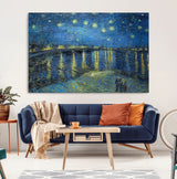 94605-MGV-CV-36X24-Starry Night Over the Rhone Wall Art – Vincent van Gogh Canvas Print, Famous Impressionist Painting for Living Room, Office