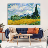 97252-MGV-CV-36X24-Wheat Field with Cypress – Van Gogh Wall Art, Impressionist Landscape Canvas Print, Rustic Home Decor for Living Room or Office