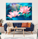 32559-MGV-CV-36X24-Lotus Flower Wall Art – Pink Water Lily Canvas Print, Tranquil Nature Decor for Living Room, Bedroom or Meditation Space