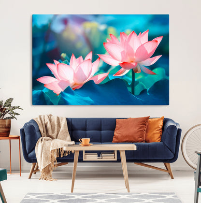 32559-MGV-CV-36X24-Lotus Flower Wall Art – Pink Water Lily Canvas Print, Tranquil Nature Decor for Living Room, Bedroom or Meditation Space