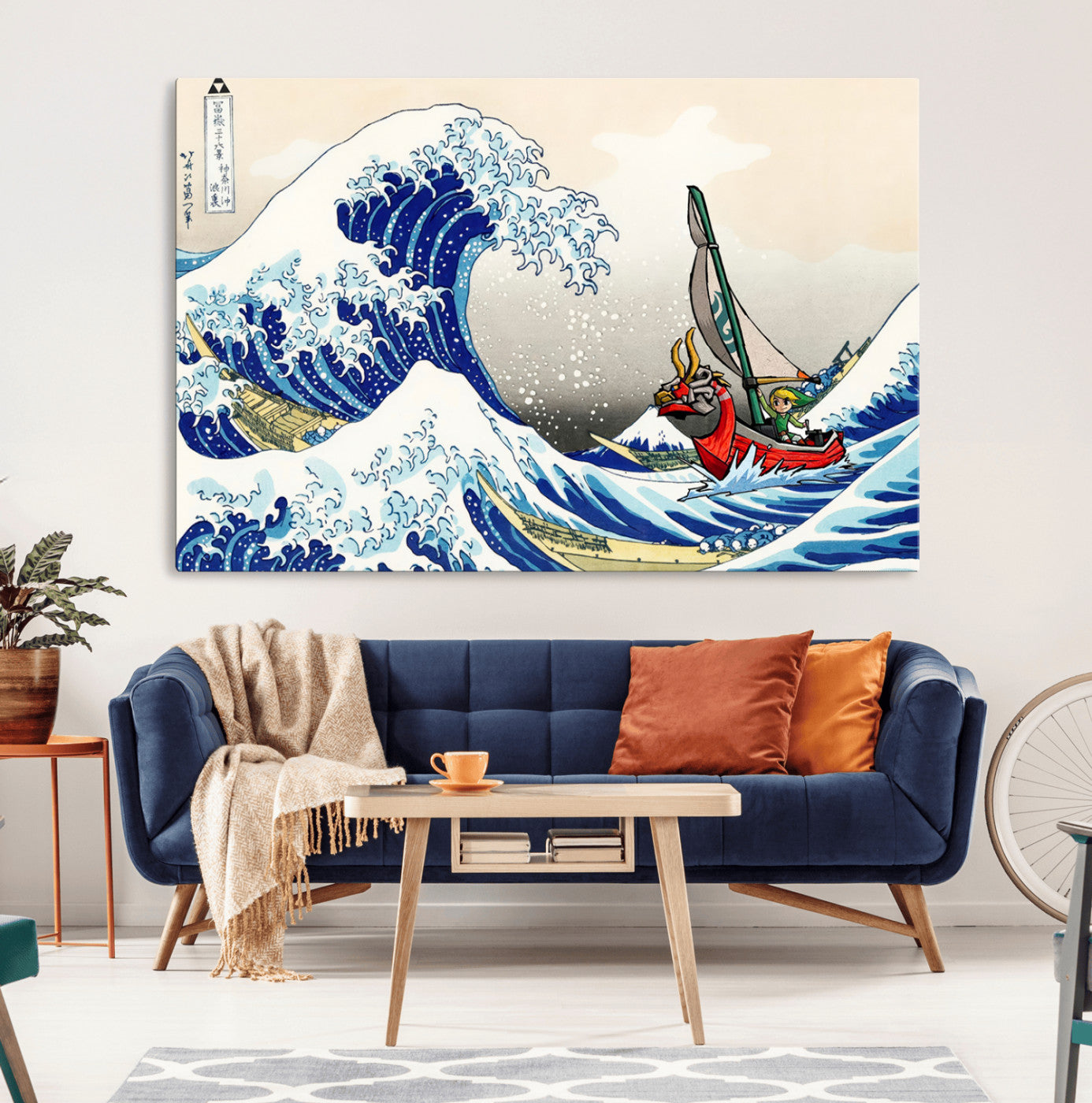 19450-MGV-CV-36X24-Great Wave Adventure Wall Art – Japanese Style Ocean Canvas Print, Fantasy Sailing Decor for Living Room, Bedroom or Office