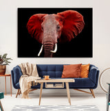 14788-MGV-CV-36X24-Red Elephant Wall Art – Bold Wildlife Canvas Print, African Safari Animal Decor for Living Room, Bedroom or Office