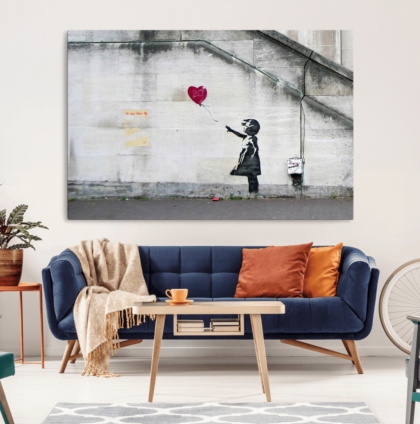 50559-MGV-CV-36X24-Banksy Girl with Balloon Wall Art – Famous Street Graffiti Canvas Print, Modern Urban Artwork for Living Room, Bedroom or Office