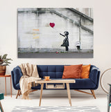 50559-MGV-CV-36X24-Banksy Girl with Balloon Wall Art – Famous Street Graffiti Canvas Print, Modern Urban Artwork for Living Room, Bedroom or Office