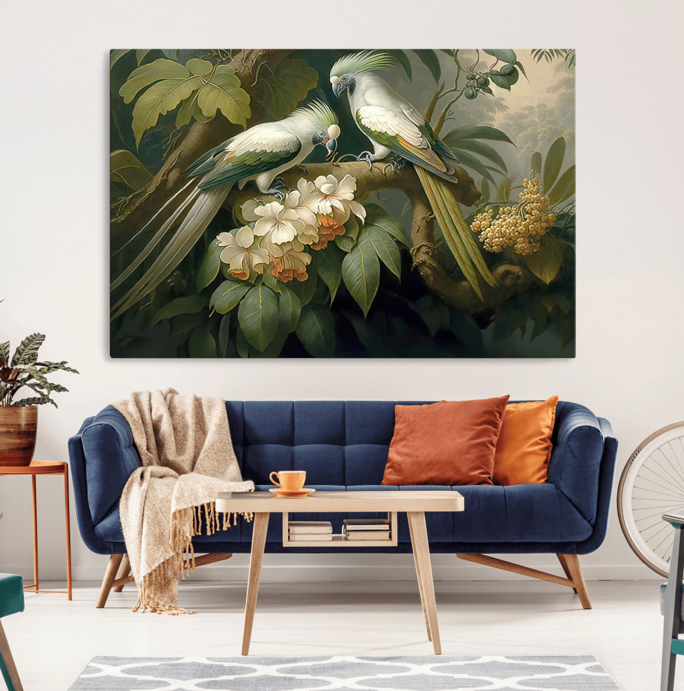 84047-MGV-CV-36X24-Tropical Birds Wall Art – Elegant Botanical Canvas Print, Exotic Nature Decor for Living Room, Bedroom or Office