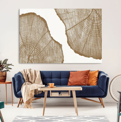 99692-MGV-CV-36X24-Tree Ring Linocut Wall Art Canvas Print, Framed Wood Cut Art Picture Print, Tree Rings Perfect Minimalist Rustic Decor Artwork