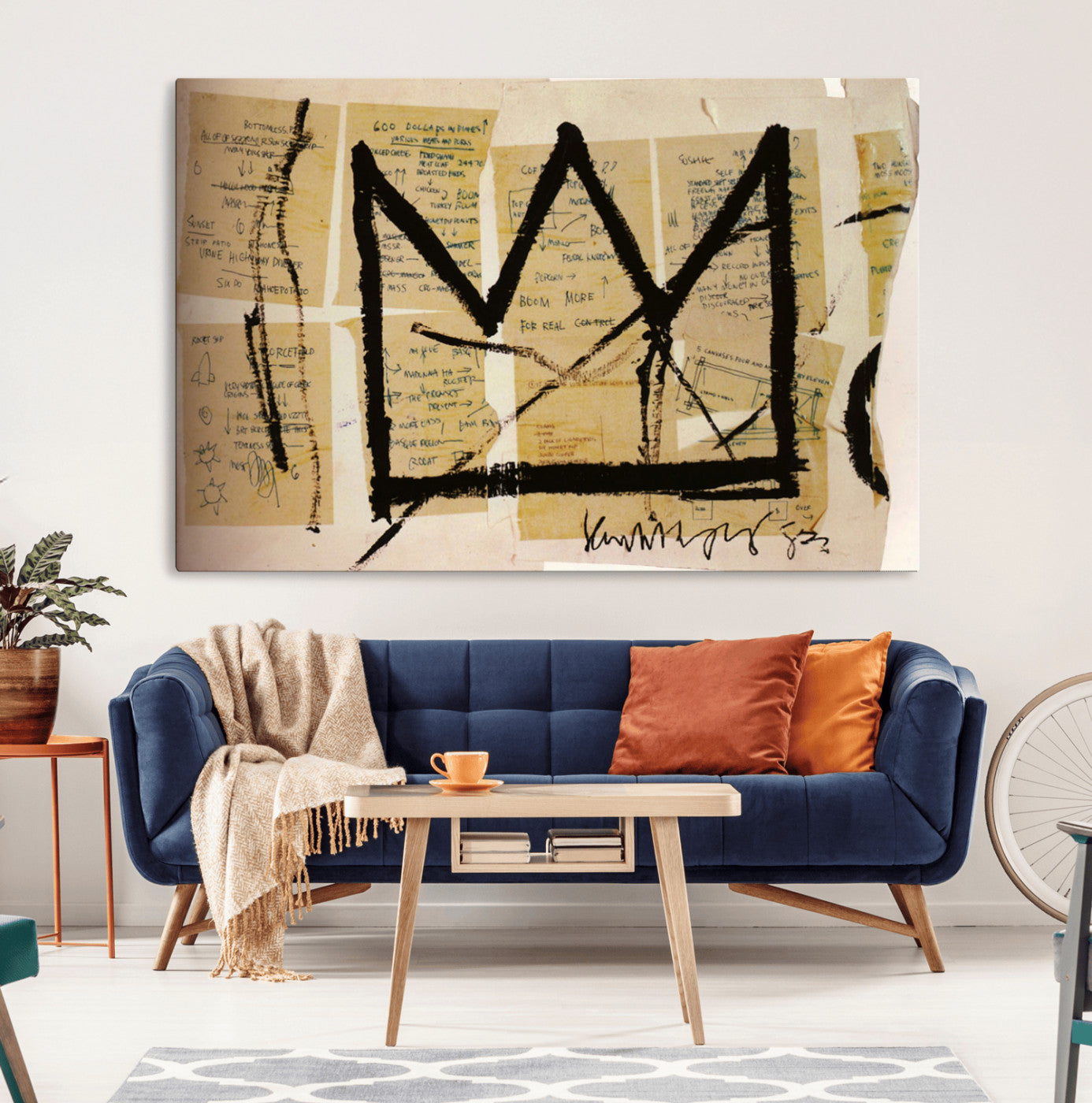 37215-MGV-CV-36X24-Abstract Crown Wall Art – Urban Graffiti Style Canvas Print Modern Street Art Design, Bold Contemporary Decor for Living Room,