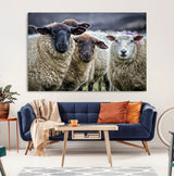 18418-MGV-CV-36X24-Sheep Wall Art Canvas Print, Framed Farmhouse Sheep Art Picture Print, Sheep Herd Perfect Rustic Farmhouse Decor Artwork