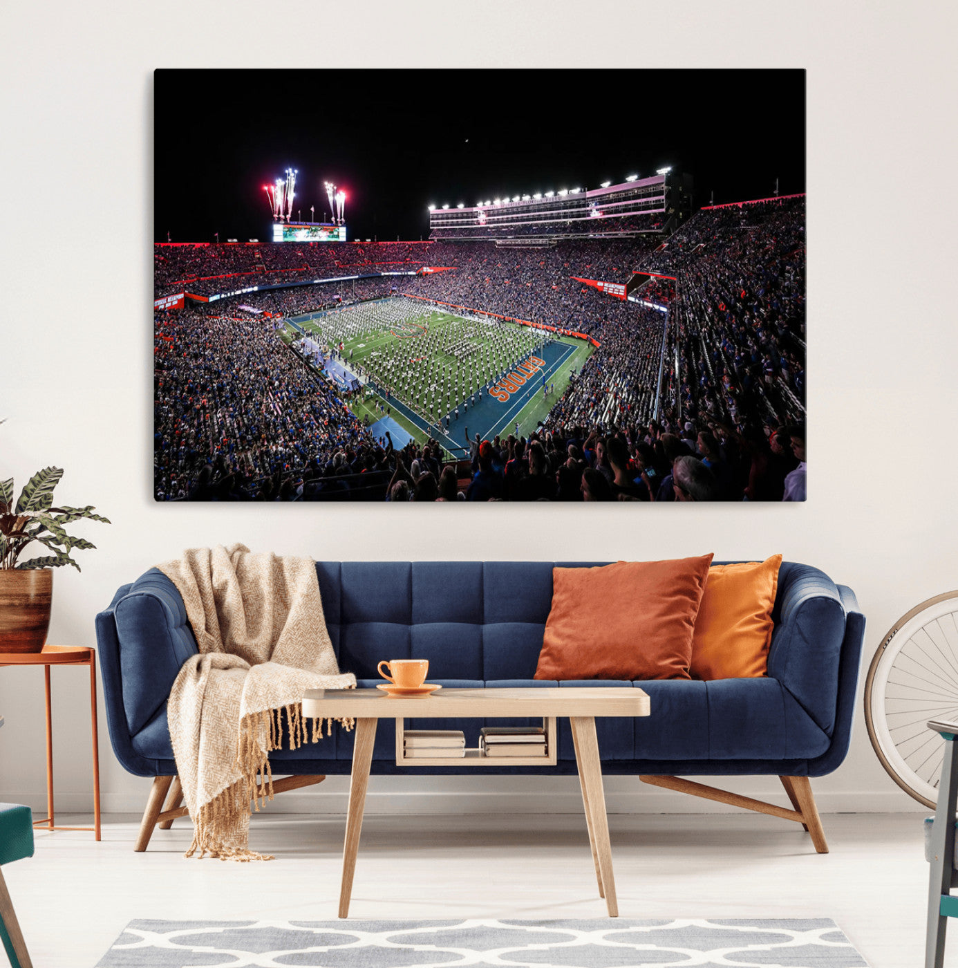 46899-MGV-CV-36X24-Ben Hill Griffin Stadium Wall Art Canvas Print, Framed Football Stadium Art Picture Print, Florida Football Stadium Perfect Sport