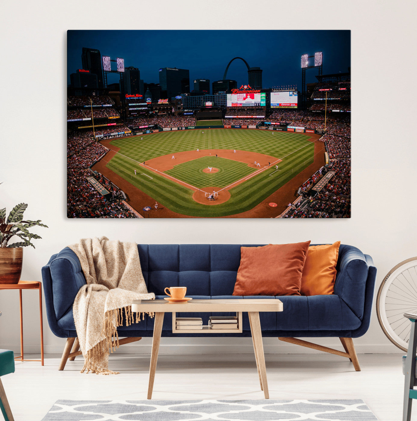38612-MGV-CV-36X24-Busch Stadium Wall Art Canvas Print, Framed Missouri Stadium Art Picture Print, Busch Stadium Field Perfect Sports Room Decor