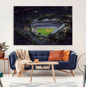 16515-MGV-CV-36X24-Dodgers Stadium Wall Art Canvas Print, Framed Baseball Stadium Art Picture Print, Dodgers Field Perfect Sport Room Decor Artwork