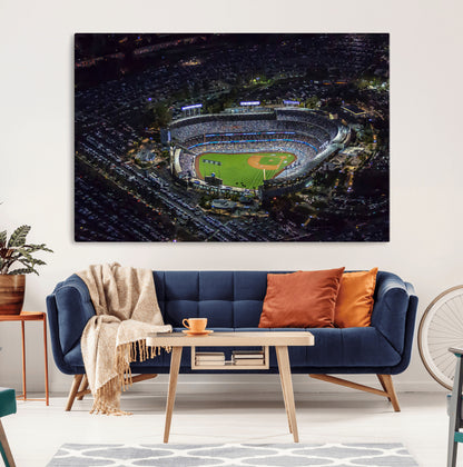 16515-MGV-CV-36X24-Dodgers Stadium Wall Art Canvas Print, Framed Baseball Stadium Art Picture Print, Dodgers Field Perfect Sport Room Decor Artwork