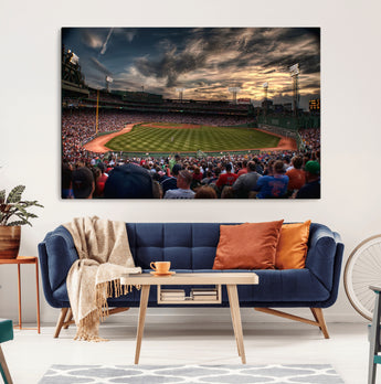 53432-MGV-CV-36X24-Fenway Park Stadium Wall Art Canvas Print, Framed Boston Baseball Stadium Art Picture Print, Massachusetts Fenway Park Perfect