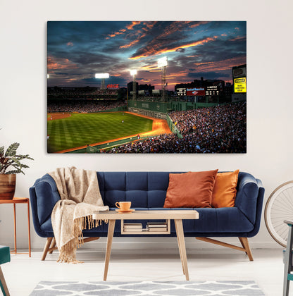 66781-MGV-CV-36X24-Baseball Stadium Wall Art – Canvas Print Evening Game Field Packed Crowd Sunset Sky Sports Photography, Dynamic Decor for Game
