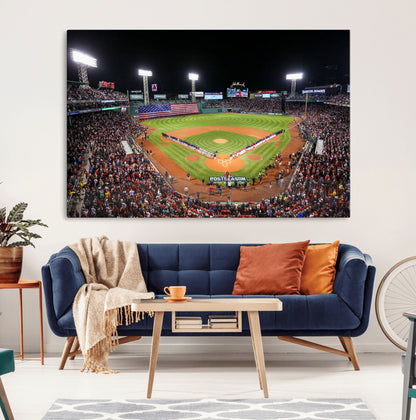 47365-MGV-CV-36X24-Fenway Park Stadium Wall Art Canvas Print, Framed Boston Baseball Stadium Art Picture Print, MLB Stadium Field Perfect Sport Room