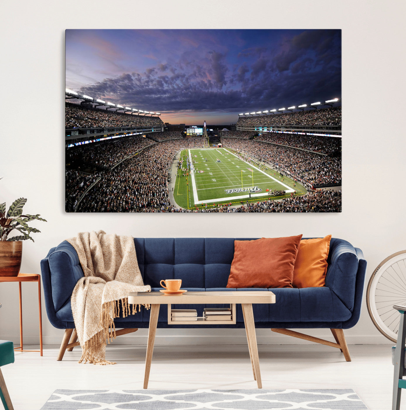 52712-MGV-CV-36X24-Gillette Stadium Field Wall Art Canvas Print, Framed Massachusetts Stadium Art Picture Print, Gillette Stadium Perfect Sport Room
