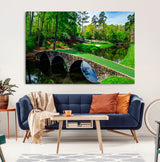 57655-MGV-CV-36X24-Golf Course Wall Art – Canvas Print Scenic Green Fairway Stone Bridge Water Reflection Landscape, Classic Sports Decor for Office,