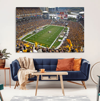 51419-MGV-CV-36X24-Heinz Field Wall Art Canvas Print, Framed Pittsburgh Stadium Field Art Picture Print, Heinz Stadium Field Perfect Sports Room